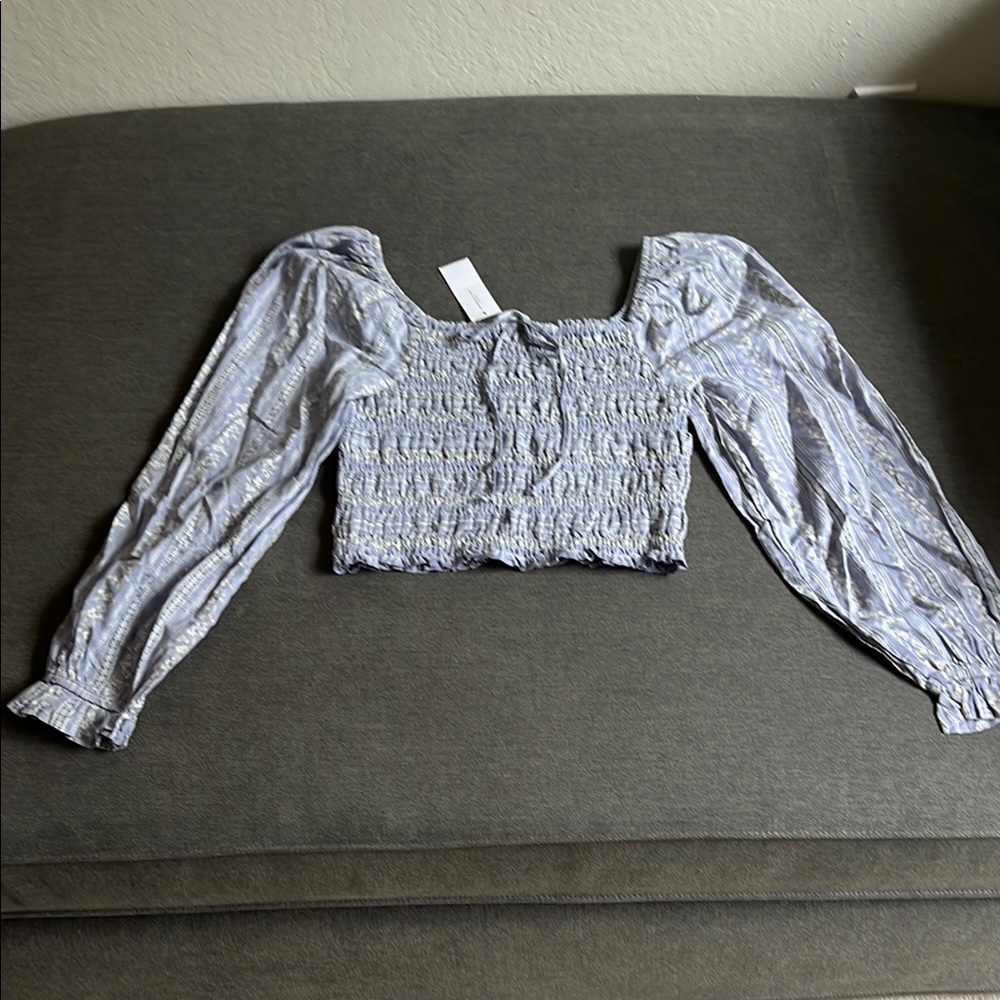 Women's Blue Smocked Top